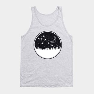 Moon and star constellation on night silhouette Tank Top